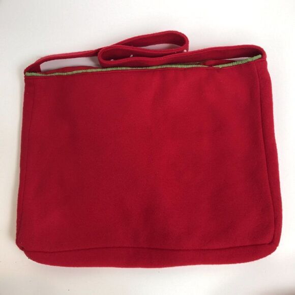 Vintage 90s Red Boho Cottagecore Christmas Snowman Holiday Tote Bag Purse - Picture 3 of 6